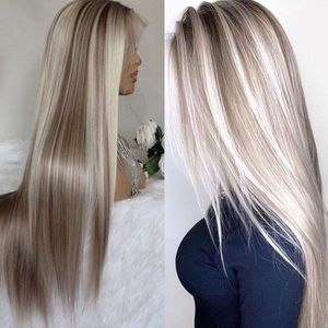💫 22” BLONDE  & BROWN HIGHLIGHTS STRAIGHT LACE FRONT WIG *NEW*